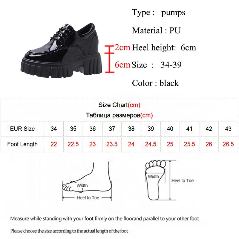 Lucyever Lace Up Platform Loafers Women 2024 Autumn Patent Leather Chunky Heel Pumps Woman Round Toe Hidden Heels Shoes Female