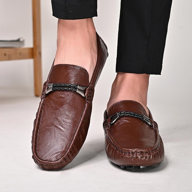 Men’s Moccasins White Loafer Brown Driving Shoes Comfort Flats Bussiness Shoes Slip-ons Plus Size Shoes for Men Plus Sized