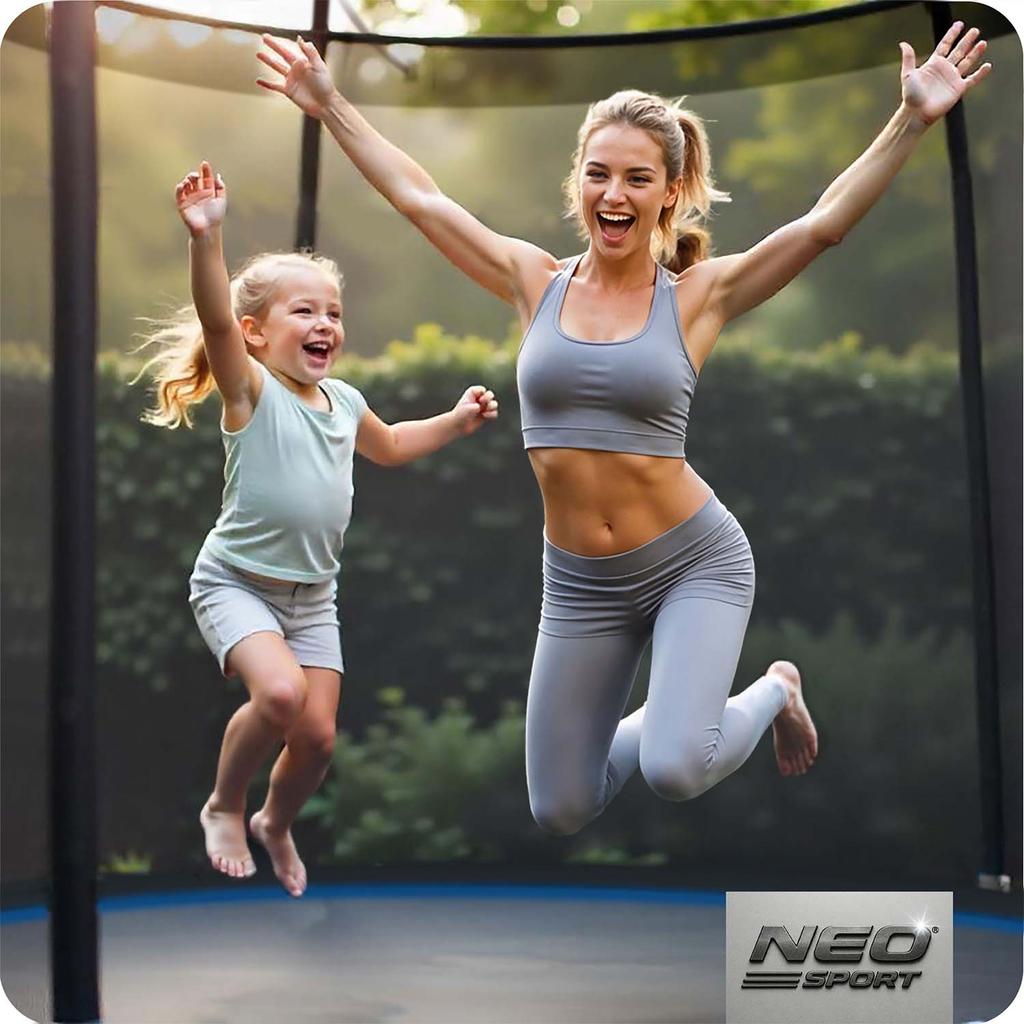 Trampolina Ogrodowa 10Ft/312Cm Z Siatką Zewnętrzną I Drabinką Neo-Sport