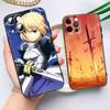 Anime fate stay night saber Cover For Apple iPhone 14 13 12 11 SE XS XR X 7 8 6 mini Plus Pro MAX 2020 Black Phone Case