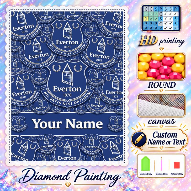 Everton 5D DIY Diamond Painting Custom Name Text, Full Drill Rhinestone Mosaic Art Home Gift
