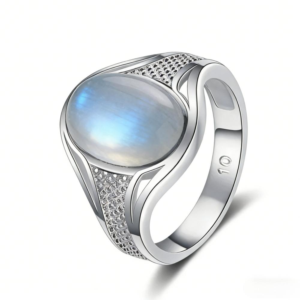 Lover's Vintage 10*14mm Bluesand Stone Ring for Women Men CopperPlated Oval Natural Gemstone Jewelry Party Anniversary Gift