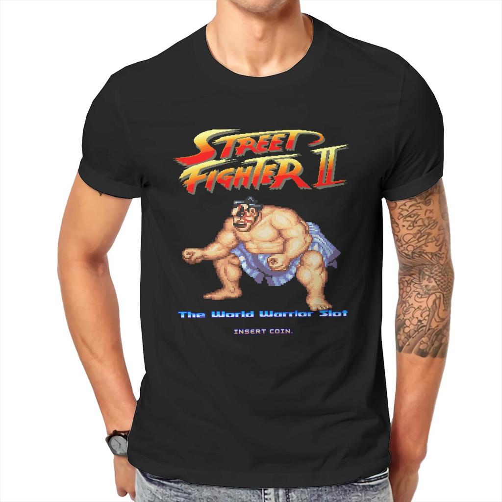 Street Fighter 2 II E Pixel art video game TShirts Men Vintage Pure Cotton printed Tee Shirt T Shirts Summer Clothes