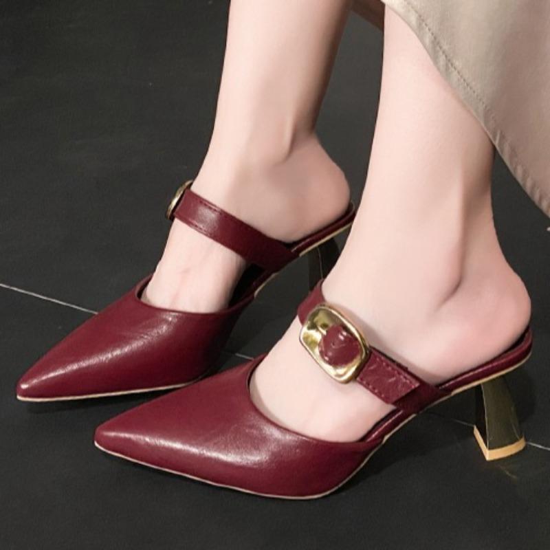 Women Slippers 2025 Summer Sexy Pointed Toe High Heels New Brand Designer Elegant Slip-On Party Dress Women Sandals Zapatos