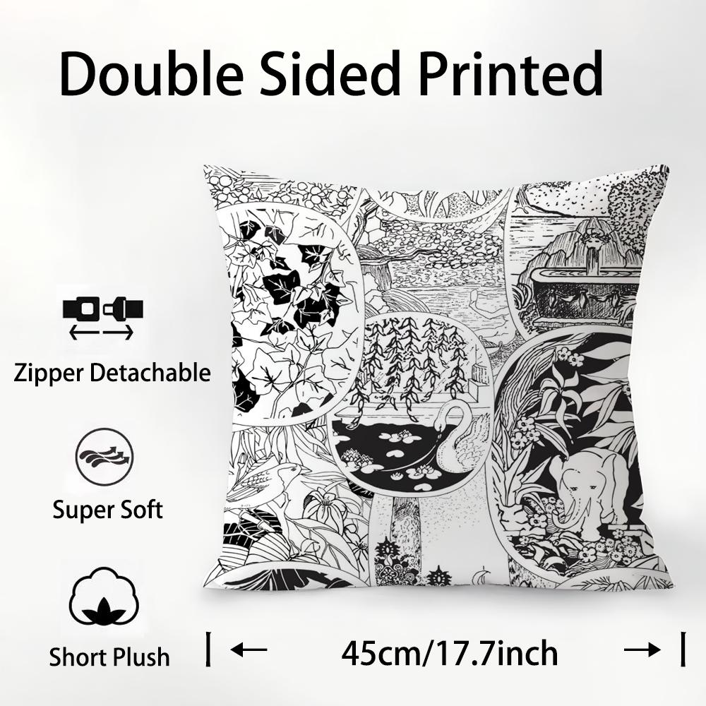 Luxury D-Diptyques Pillow Case Plush Fabric Soft Double Sided Print Sofa Cushion Cover Throw Pillow Covers
