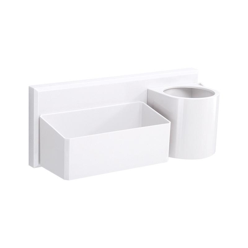 No-Drill Wall-Mounted Hair Dryer Holder with Storage Shelf