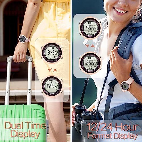 100m Water Resistant Multifunction Watch for Women and Girls, Ideal for Swimming, Diving, and Surfing, with Alarm, Calendar, Stopwatch, Dual Time, and