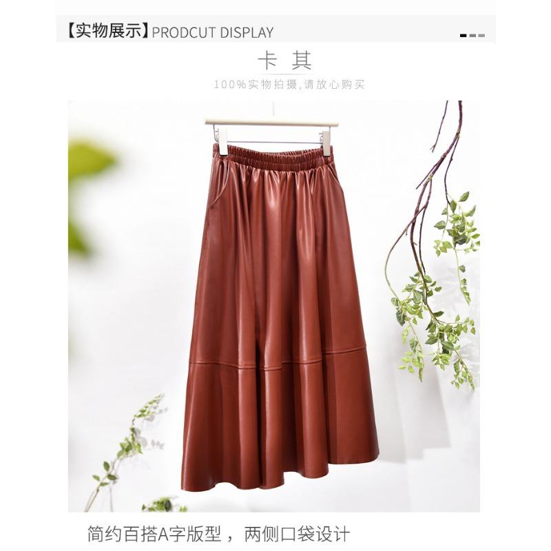 Yazlık Retro Deri Etek Etek Cepli Çok Yönlü Midi Mizaç A-kesim Şemsiye Etek