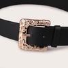 New Carved Super Large Buckle Pin Buckle Retro Versatile Elegant Belt Black Single Accessories Santa Claus Belt