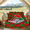 1PC Green And Red Soccer Emblem Printed Soft Flannel Blanket Throw for Adult Bedroom Living Room Sofa Camping Travel Fan Gifts Christmas Gifts
