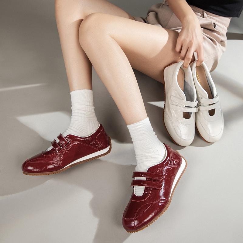 [Cowhide] French Style Double Strap Retro German Training Shoes