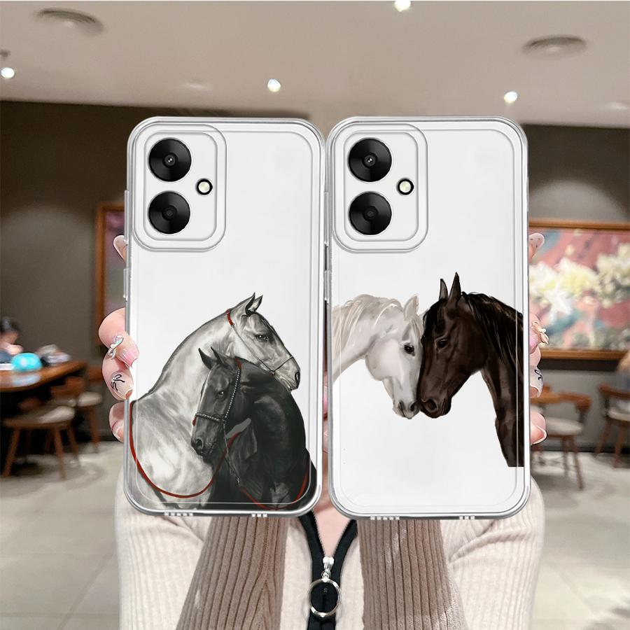 White Black Horse Case for Xiaomi Poco X3 Pro X3 NFC Soft Phone Cover