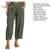 Women Casual Pants with Oblique Pockets Elastic Waist Wide-Leg Design Solid Color Leisure Pants Travel Work Daily Wear