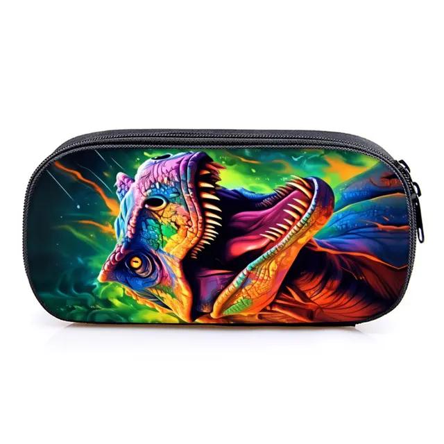 Hot Sales Dinosaur Print 3D Cartoon Layered Pencil Case & Pen Bag Best Gift for Boys/Girls School Supplies