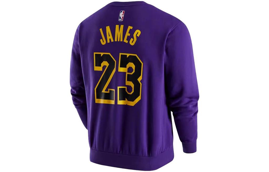 Jordan NBA Los Angeles Lakers, Alphanumeric Crew Neck Loose Fit Fleece Lined Sweatshirt Men's Purple DR2409-508