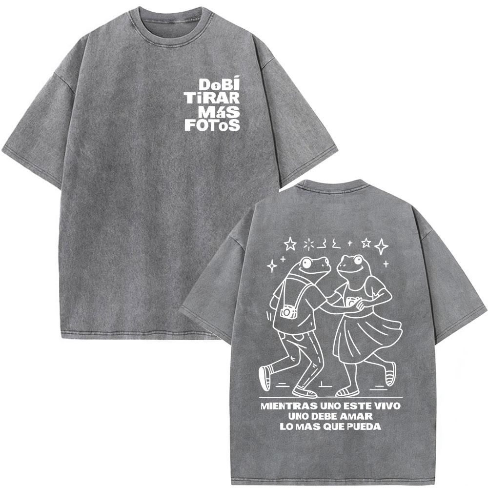 

Rapper Bad Bunny Vintage Washed T Shirts Debi Tirar Mas Fotos DTMF Print Tshirts Men Clothing Fashion High Quality Tshirt Tops S