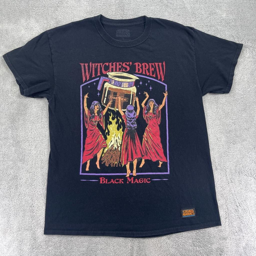 Steden Rhodes Witches' Brew Black Magic T-Shirt Mens Large Black Graphics Cotton