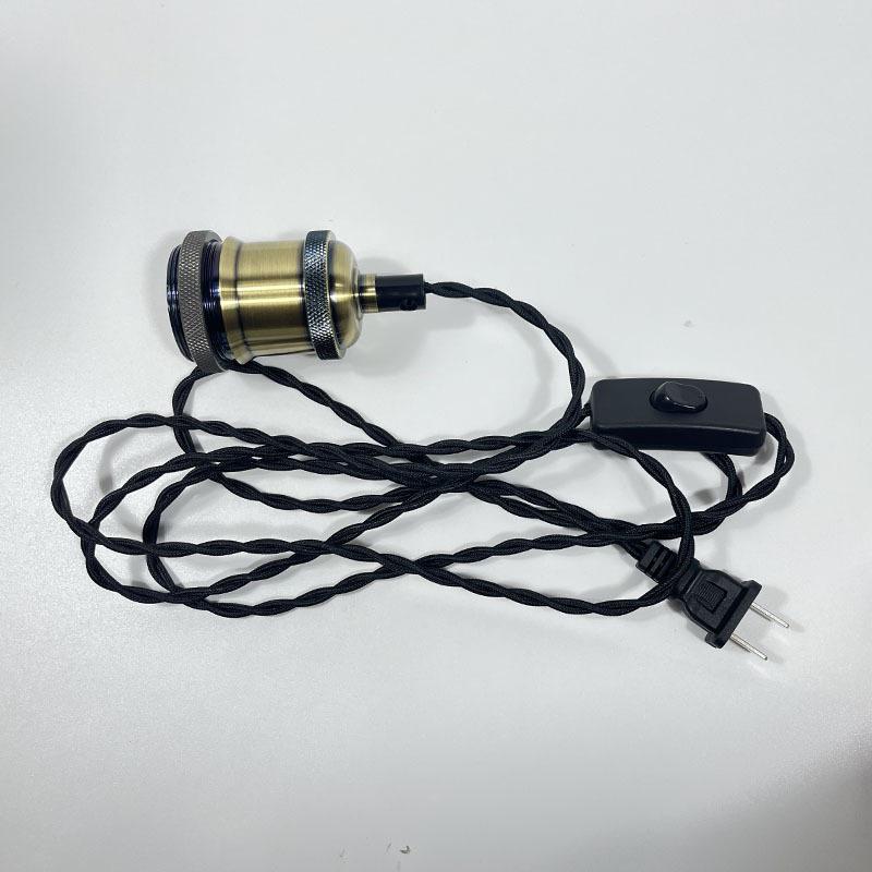Retro E27 Screw Base Pendant Lamp Holder with Twisted Cord and Switch