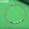 925 Sterling Silver Sweet Heart Side Chain Bracelet - Exquisite Gift Jewelry