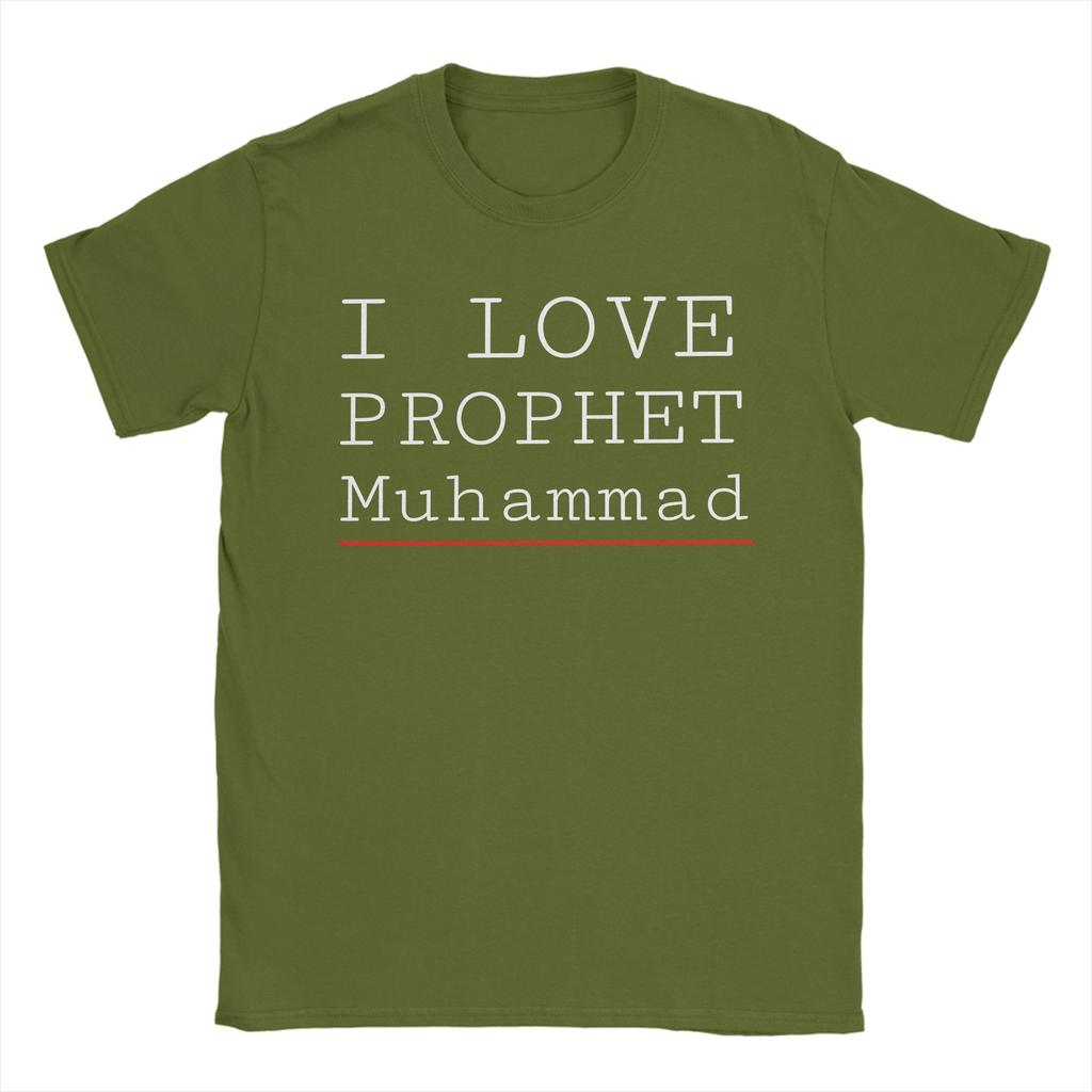 Novelty I Love Prophet Muhammad T-Shirts for Men Crew Neck Pure Cotton T Shirts  Short Sleeve Tee Shirt New Arrival Clothes