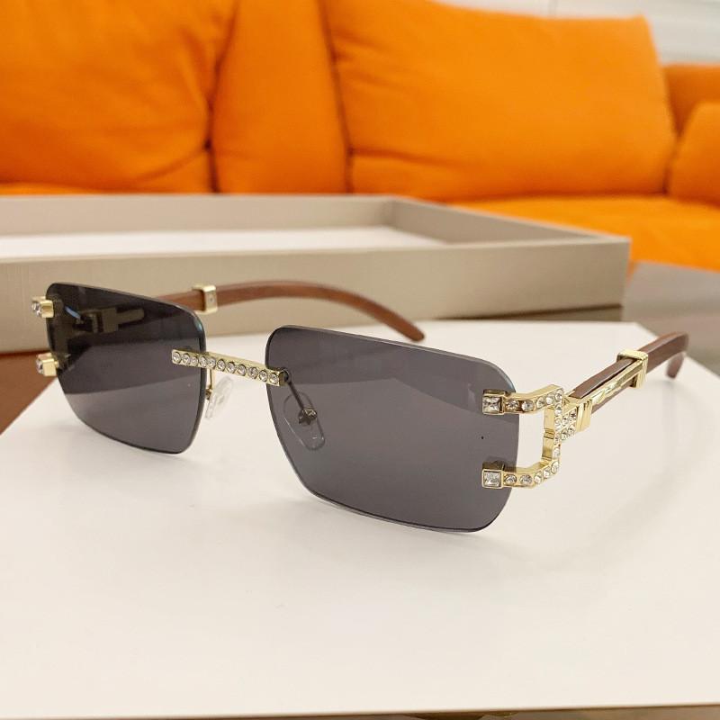 New Frameless Small Square Sunglasses With Rhinestone Accents For Fashionable Street Style