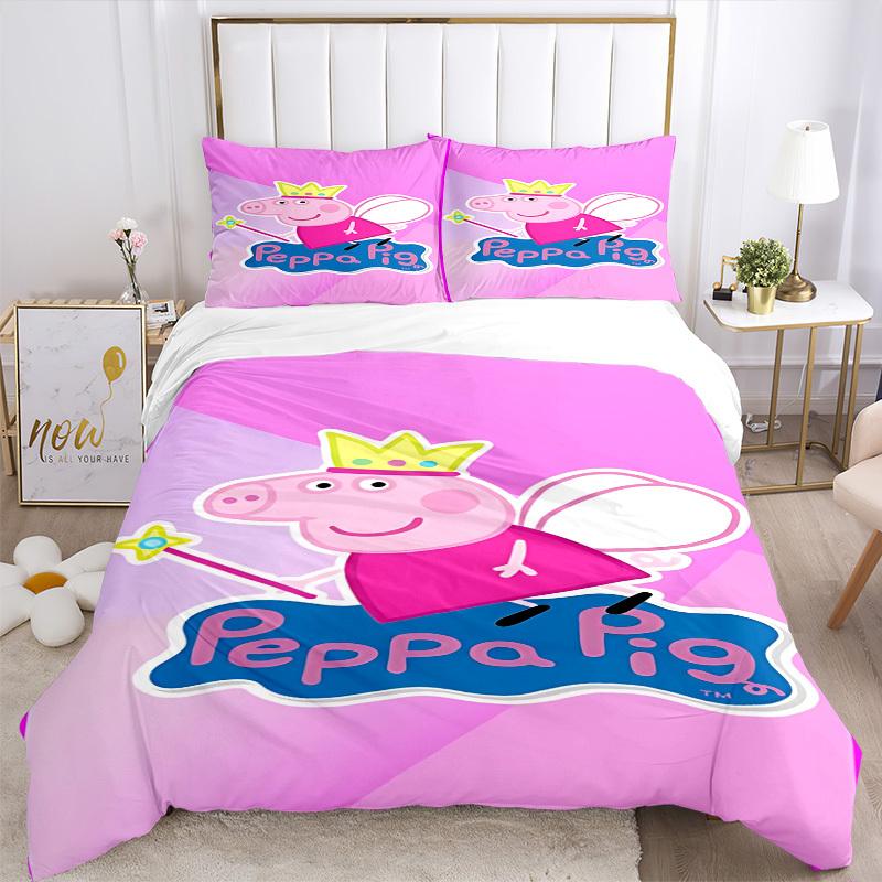 3pcs Peppa Pig Duvet Cover Set -  Includes 1 Duvet Cover and 1/2 Pillowcases (No Insert) yy251107179