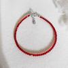 Q&A Silver 925 Crystal Bead Red Gemstone Bracelet