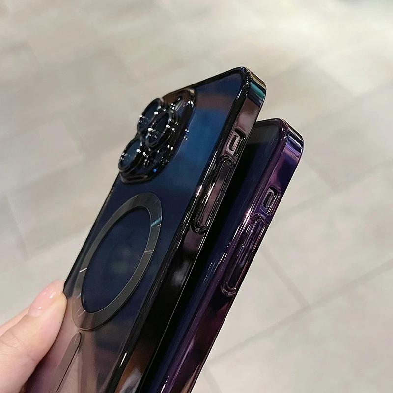 Luxusní průhledný Magsafe bezdrátový nabíjecí kryt pro iPhone 15 14 13 12 11 16 Pro Max Plus X Xs Max XR Magnetický silikonový kryt