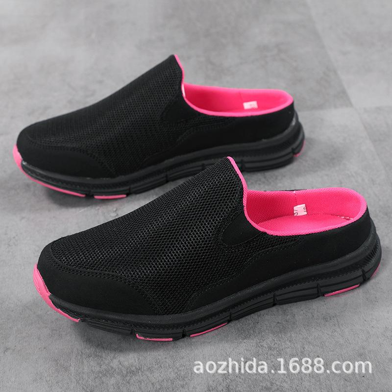 

20242025 большой размер ленивые тапочки-мешки женские полутапки 2025 сумка-мешок траловая ткань обувь одна педаль 35 чёрный