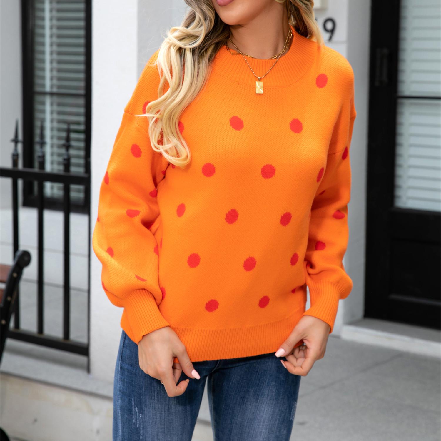 

GMXIA женские модные повседневные осенне-зимние свободные свитера с длинным рукавом и круглым вырезом M оранжевый