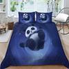 Panda Bedding Set for Kids Boys Girls Cute Cartoon Giant Panda Duvet Cover Set King/Queen Size Yellow Soft Polyester Quilt Cover