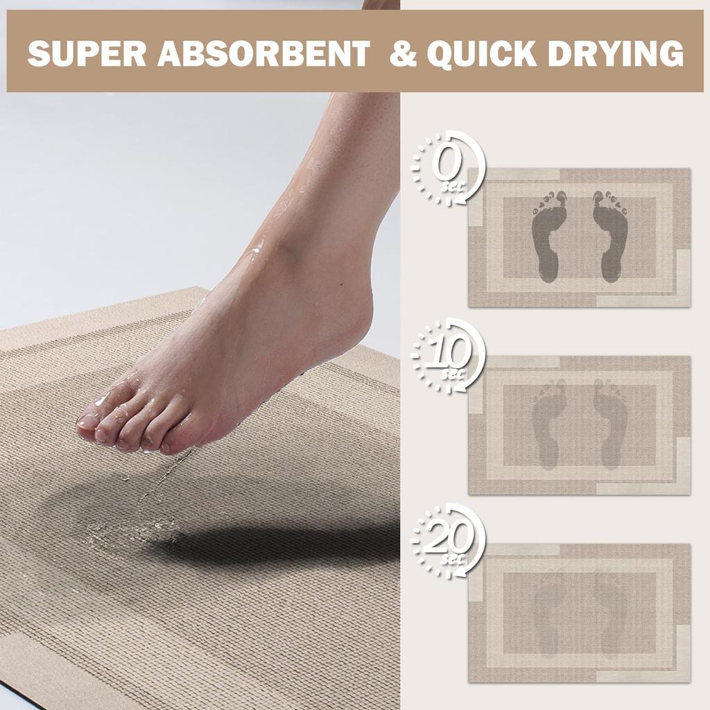 Non Slip Thin Bath Mat Bathroom Rugs With Rubber Backing Quick Dry Super Absorbent Washable Rugs for Bathroom Home Decor