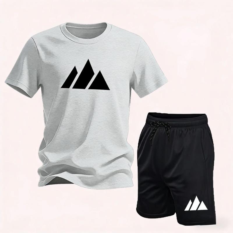 Sommer Mode Trendig Lässig Sport Zwei-Teiler Set Jugend Herren Kurzarm T-Shirt Shorts Set Atmungsaktiv Schnelltrocknend Active Wear
