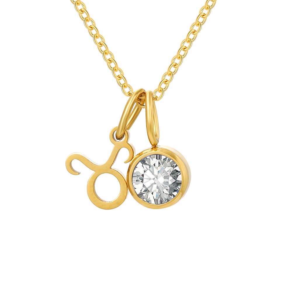 eManco Zodiac Rune Necklace with Rhinestone Birthstone in Stainless Steel