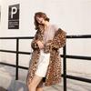 Autumn and winter new leopard print imitation fur coat women thickened warm and thin imitation Rex rabbit fur coat medium and long