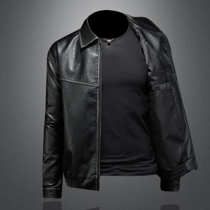 Autumn and winter new men's lapel leather jacket slim fashion casual versatile jacket