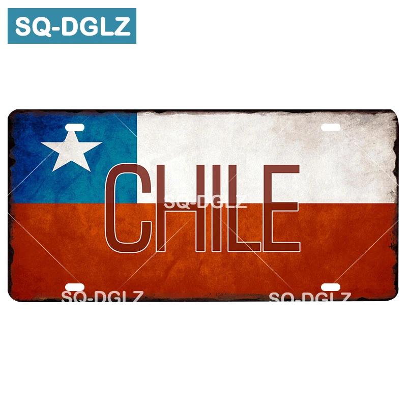 Custom National Flag License Plate Bar Wall Decoration Tin Sign Country Metal Sign Home Decor Painting Plaques Poster