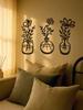 1-3 Pcs Modern Black Metal Flower Wall Art With Vase, Minimalist Waterproof Decor