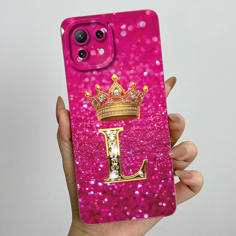 For Xiaomi Mi 11 Lite / 11 Lite 5G / 11 Lite 5G NE Crown Initial Letter Couple Phone Case Soft Silicone TPU Protective Casing