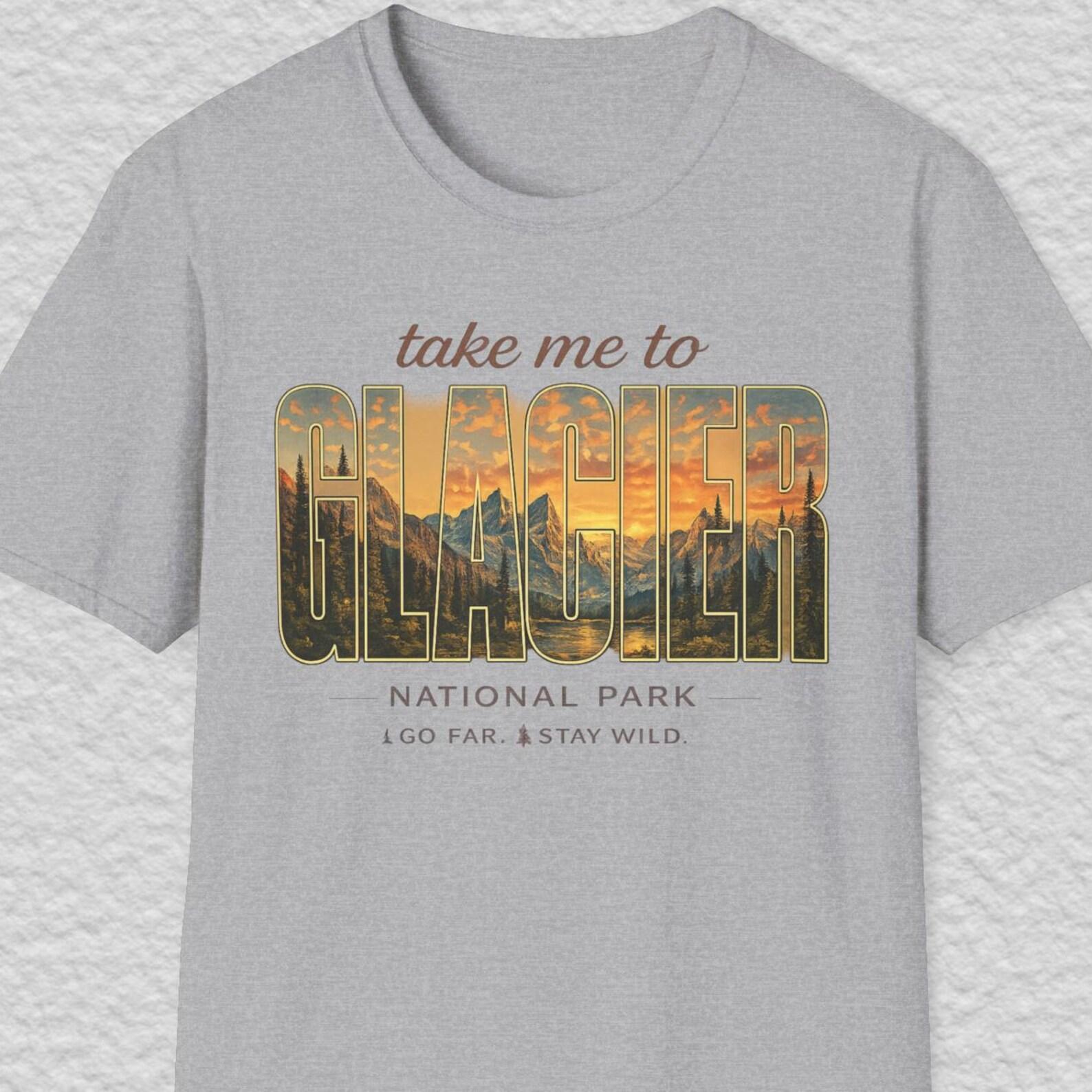 Glacier National Park Shirt, Montana Travel Tee, Mountain Landscape Nature Shirt, Hiking Adventure Tee, Sunset Hiking Shirt XL