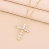 New Super Shining Zircon Crystal Cross Pendant Necklaces For Women Trendy Female Stainless Steel Neck Chain Jewelry
