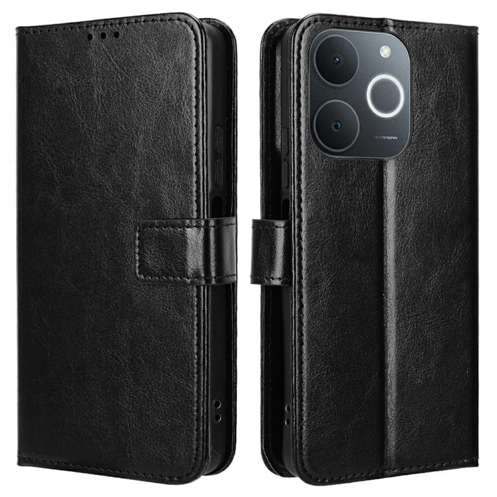 PU-Lederhülle für Realme Note 70T 4G/Narzo 80 Lite 4G/Realme C71 4G (Indien) Crazy Horse Textur Handyhülle mit Geldbörse und Trageriemen