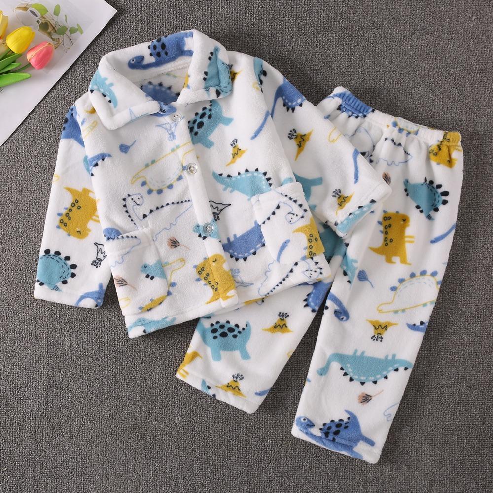 Flannel Children'S Pajamas Autumn And Winter Coral Fleece Boys' Baby Children'S Loungewear Set