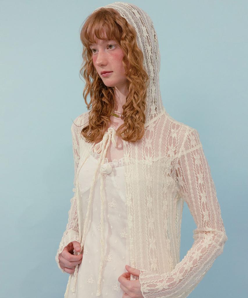 LOULOUSEOUL Lace Maxi Cardigan (Ivory)