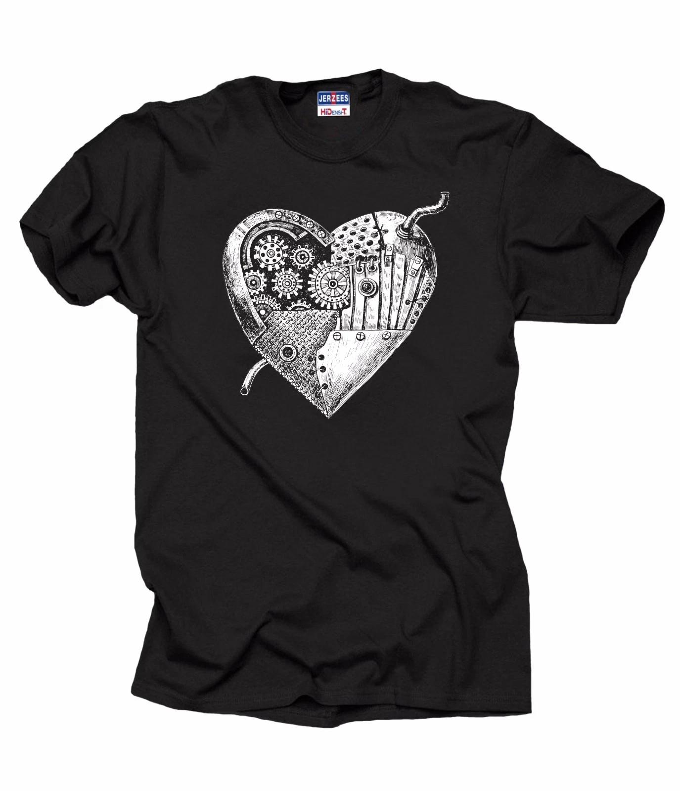 Mechanical Heart T-T-shirt Creative Stylish Tee T-shirt Robot Heart XL