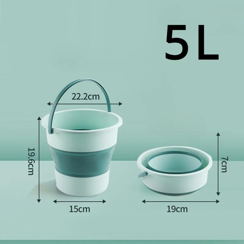 Folding Easy Hold Bucket with Protector Car Wash Fishing Bath Area Tool Silicone Bucket Outdoor Camping Home Supplies 5L10L