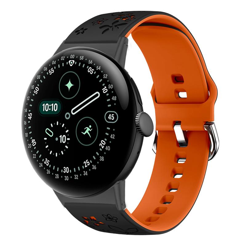Cinturino per orologio in silicone inciso al laser per Google Pixel Watch 4 3(41 millimetri)/2/1 Cinturino di Ricambio Morbido Traspirante per Pixel Watch 4 45mm
