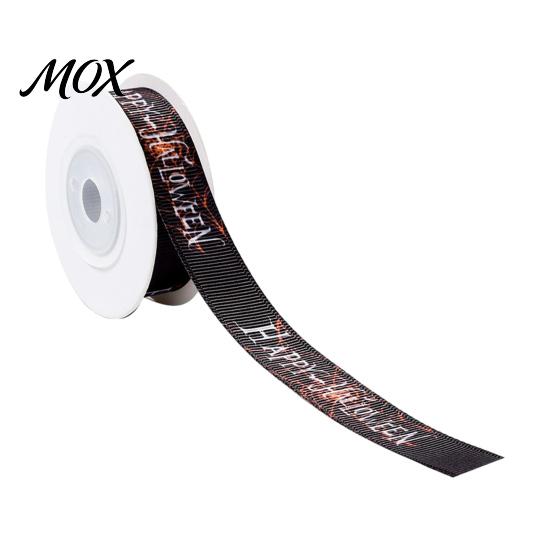 Festliches Dekoratives Stoffband Halloween-Band, 5 Yards 5/8" Kürbis Spinnennetz Aufdruck für Geschenkverpackung Verpackung, DIY Kranz Schleife Bastelarbeiten,