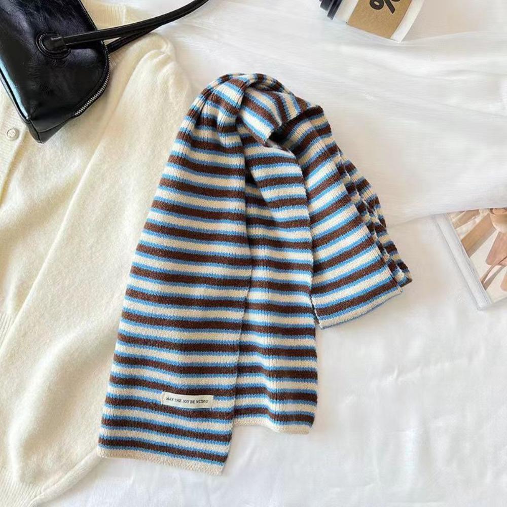 New Thickened Winter Scarves Warm Striped Neck Warmer Windproof Knitted Scarves