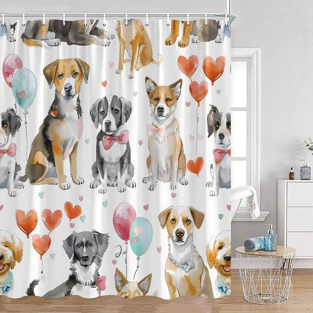 Cartoon Tiere Kinder Duschvorhänge Niedliche Kaninchen Hirsche Katzen Hunde Badezimmer Dekor Kinder Polyester Duschvorhang Mit Haken